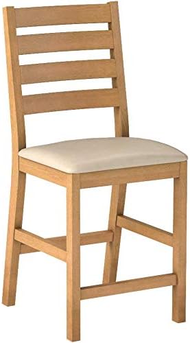 Miniatura 5 de East West Furniture CFS-OAK-C - Taburetes de bar con altura de mostrador de café, sillas de madera tapizadas de tela de lino, juego de 2, roble