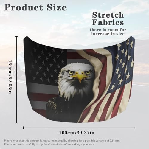 Image of Eagle Car Hood Cover American USA Flag Car Hood Cover Protector Elastic Fabrics Can be Washed Stretch Polyester Fabric Cover Personalized Suitable for Cars