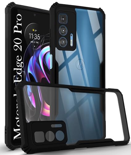 Image of Jkobi Back Cover Case for Motorola Edge 20 Pro (Shockproof with Polycarbonate Clear Panel | Professional Black)