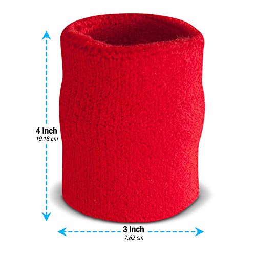 Image of Suddora Arm Sweatbands, Absorbent and Breathable Thick Cotton Bands for Working Out, Gymnastics, Basketball, Tennis, and Football, Multiuse 4-inch Wristbands for Costumes and Cosplay
