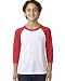 Next Level Big Boy's 3/4-Sleeve Rib-Knit T-Shirt, Small, Red / White