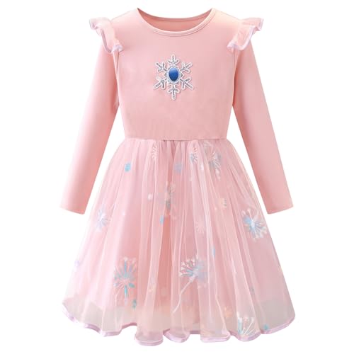 Image of Toddler Little Girls Casual Dresses Short Sleeve Crew Neck Graphic Cartoon Dress for 2-8 Years