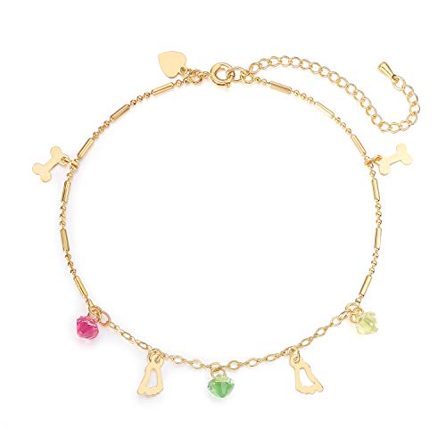 14K Gold Plated Gold and Multi Color Crystal Baguette Anklet