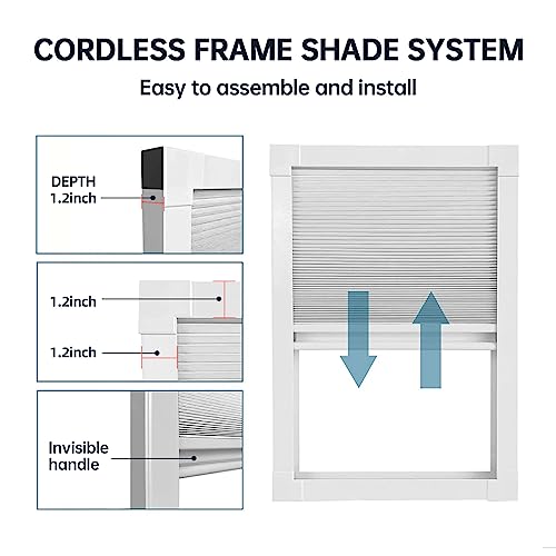 Skylight Blinds Shades Blackout Cellular Shades Blinds Cordless Room Darkening Honeycomb Shade Blind Suitable Roof Inclined Plane Room Window Custom Size Grey #TOP1