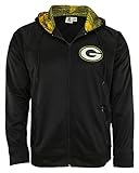 Zubaz NFL Men's Full Zip Fleece Hoodie Jacket, Black Soft Hooded Sweater, Green Bay Packers, Small