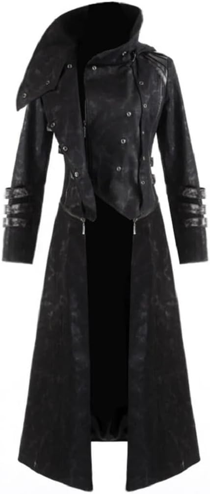 Darkrock HANDMSE HELLRAISER GOTH PUNK PINHEAD VAMPIRE WAX JACKET TRENCH COAT WITH HOOD