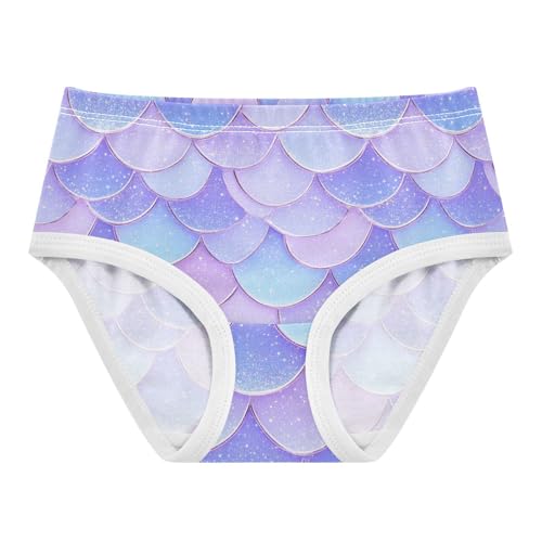 Girls Underwear Soft Cotton Mermaid Scales Kids Panties in Sizes 2/3t, 4t, 5t, 6 and 8