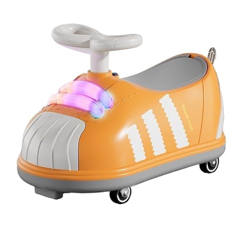 タンブルバイク 子供用乗用プッシュカー 室内屋外用 乗用玩具 シート下収納 ライト・音楽付き スイングバイク(Orange)