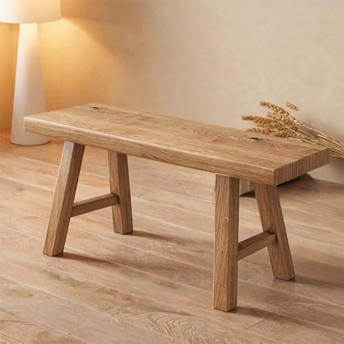 JIHAJU Bancos Interior de Madera rústica, Asiento de Mesa de Comedor Estrecho de Granja, Muebles de Entrada y Pasillo de Madera Maciza, Banco de Ventana de Dormitorio Vintage(100cm/39.4inch)