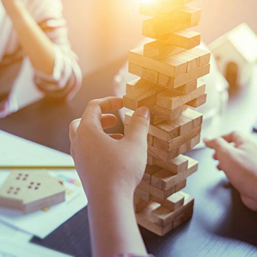 Relaxdays 10022792 Wackelturm Holz, 54 Bausteine zum Stapeln, lustiges Stapelspiel für Kinder & Erwachsene, Holzspielzeug, natur, 27 x 8 x 7 cm