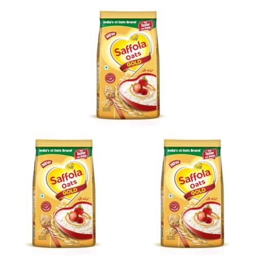 Image of Saffola Oats Gold, Rolled Oats with Jowar Millet | 1500g | High Protein & Fibre | Healthy Cereal for weight loss (Pack of 3)