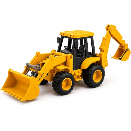 PLUSPOINT Excavator Toy Construction Realistic Engineer Vehicle Friction Powered Bulldozer Pushdozer with moveable Parts Construction Toys Truck for Kids