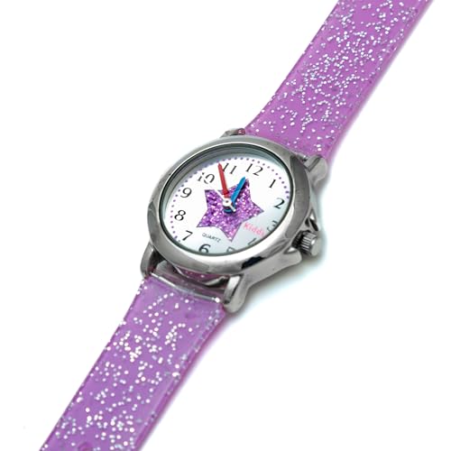 Reloj Kiddus de niña para regalo de cumpleaños con purpurina y didáctico 4