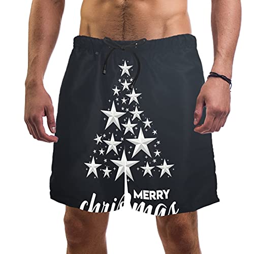 Short de bain pour homme imprimé Arbre de Noël étoile avec poches latérales