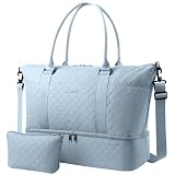 HOTOR Travel Bags for Women - Lightweight Overnight Holdall Bag, Large Carry on Luggage Weekend Bag with Shoe Compartment & Toiletry Bag, Travel Duffel Sport Gym Tote, Blue, 34.0 x 45.0 x 20.0 cm