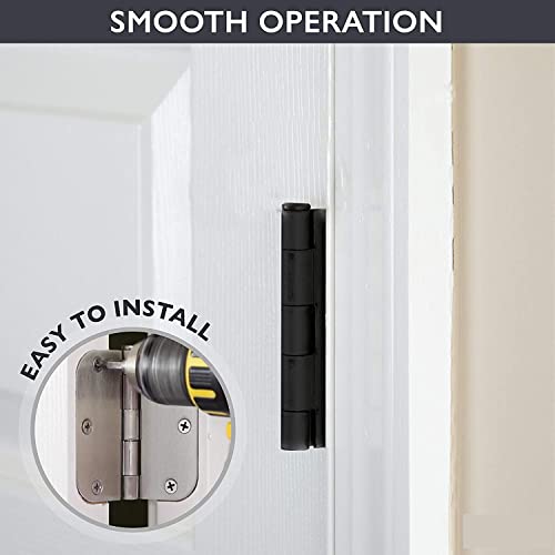 Gdfymi 2 Pack Brushed Nickel Door Hinges, 3.5 Inch Interior Door Hinges With 5/8 Inch Radius Corners Brushed Hinges With 12 Screws #TOP3