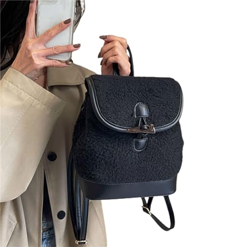 Sac à dos en peluche vintage idéal pour les journées de cours des étudiantes