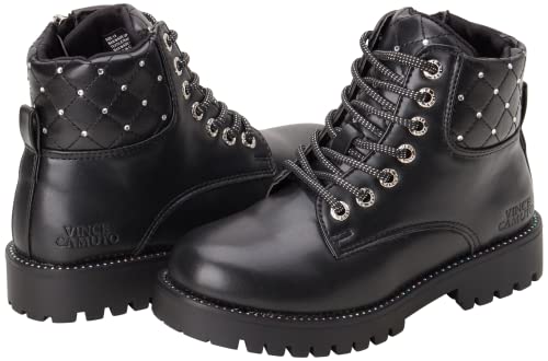 Vince Camuto Girls' Biker Boots - Quilted Chunky Combat Moto Biker Work Boots (Little Girl/Big Girl), Size 1.5, Black #TOP2