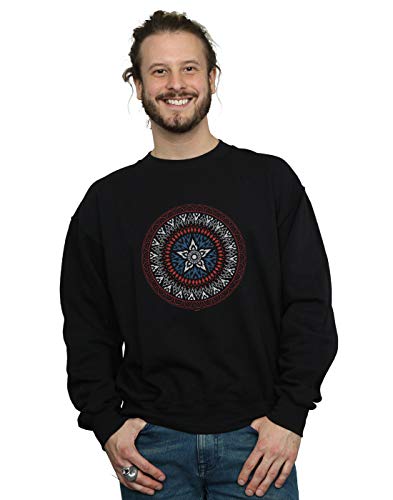Marvel Men's Captain America Ornamental Shield Sweatshirt Black XXXXX-Large