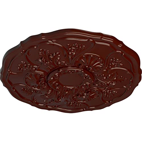 Image of Ekena Millwork CM22CNBMF 22 OD x 1 1 /2 P Cornelia Ceiling Medallion (fits Canopies up to 4 inch), Hand-Painted, Brushed Mahogany
