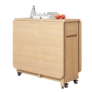 SHDT Table en Bois Extensible, Table de Salle à Manger Pliante multifonctionnelle compacte rétractable, avec 4 chaises de Salle à Manger, pour la Cuisine,A,1.2m