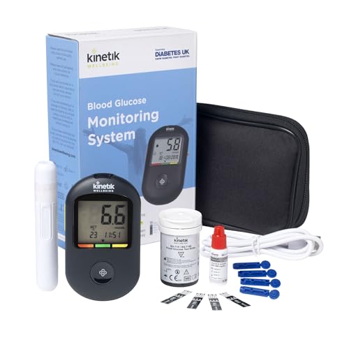 Kinetik Wellbeing Blood Sugar Monitor - Glucometer Kit for Diabetic Home Testing Used by the NHS, Blood Glucose Meter for Precise Sugar Level Monitoring, Suitable for Pregnancy, Supporting Diabetes UK