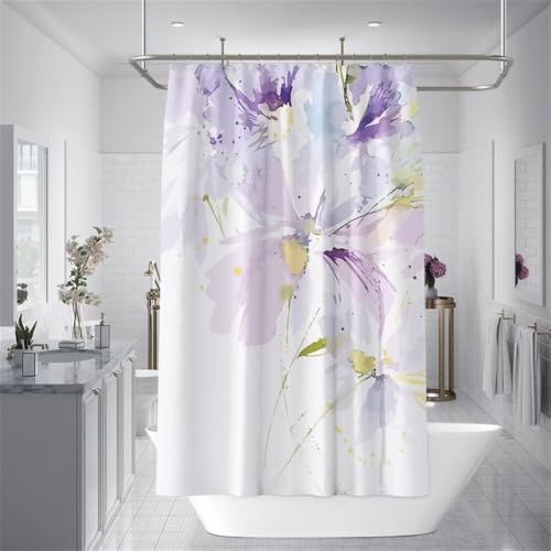 Rideau douche 100x200 cm violet en polyester lavable pour baignoire - 3