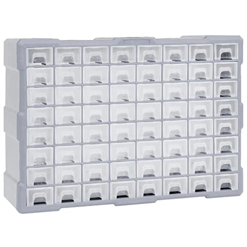 vidaXL Organisateur Multi-tiroirs avec 64 Tiroirs Boîte à Coudre Armoire de Rangement Boîte à Outils Unité d'Organisation 52x16x37,5 cm