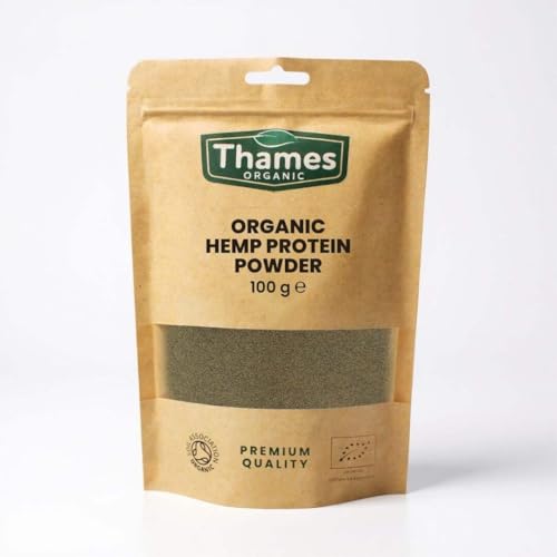 Organic Hemp Protein Powder 100g Certified Organic Non-GMO Vegan No Additives No Preservatives Resealable Bag by Thames Organic 100g