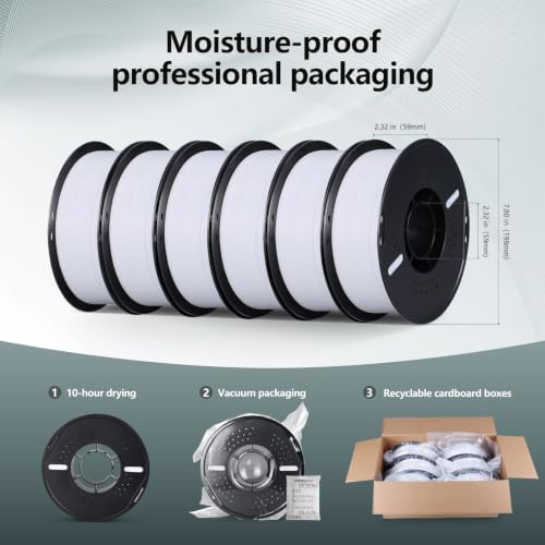 Image of RepRapper White PETG Filament 1.75mm, 6 x 1KG Pack FDM 3D Printer Filament