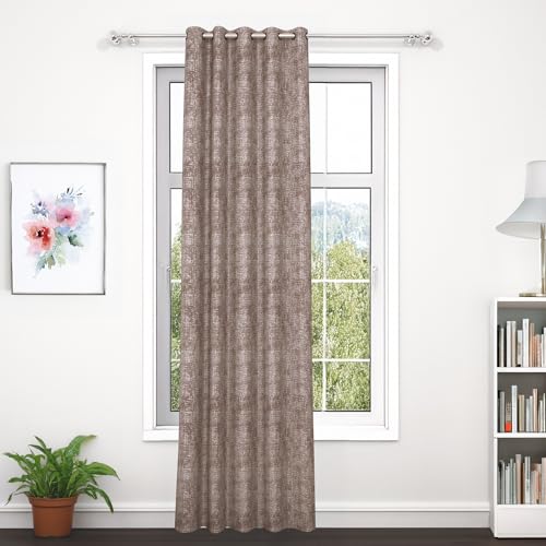 Image of Door Curtains 7 feet Long Set of 1 | Texture Design | Polyester | Light Filtering | Curtain for Living Room | 118 x 215 cm, Brown | Perfect for Home Decor