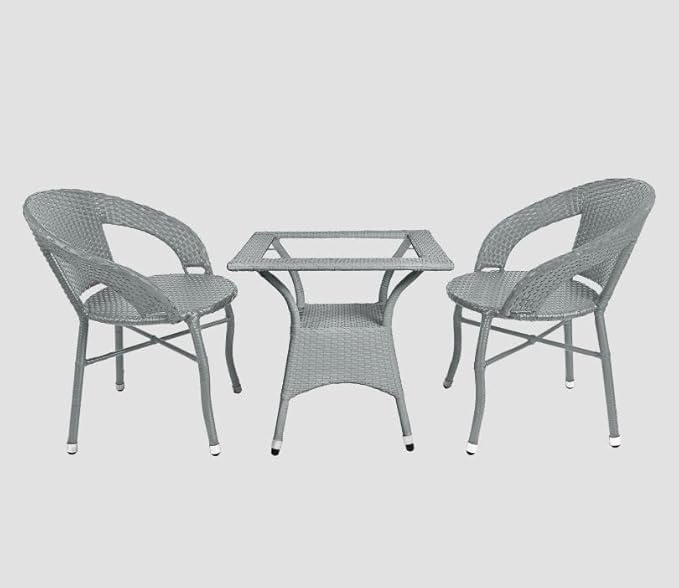 Image of Square Patio 1 Table Wicker Furniture for Garden Balcony Bedroom Powder Coated Frame Uv Protected Wicker (24 * 24 Grey)