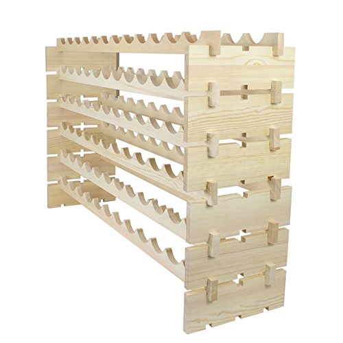 JungleA Stackable Wine Rack,72 Bottles Wine Storage Cabinet,6x12 Row Wooden Freestanding Floor Modular Countertop,Wobble-Free-Shelf,Hand Made Solid Hardwood