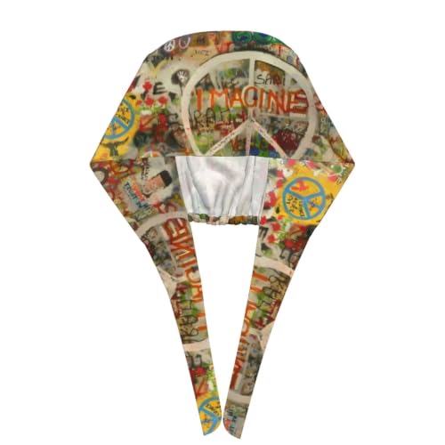 Image of Cute Pug Dog Print Working Cap Scrub Cap with Sweatband,Adjustable Fashion Bandage Tie Back Hat Headwear for Women Men