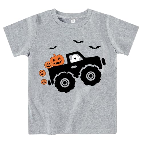 Boys Girls Halloween Shirts Baby Toddler Short Sleeve Monster Truck Ghost Pumpkin Tee Tops T-Shirts 2-7 Years