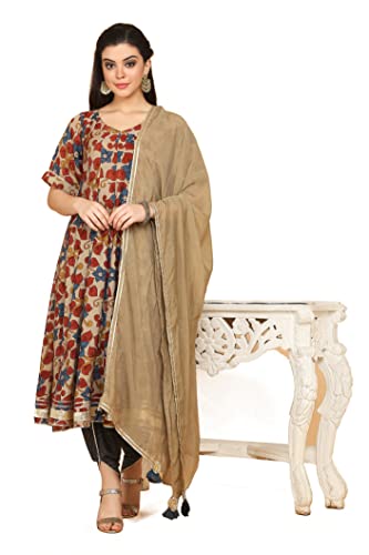 Image of Anyra Women's Muslin Floral Regular Kurta Bottom with Dupatta