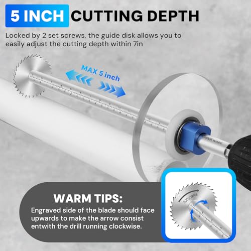Image of PVC Pipe Internal Cutter Set - 360 Rotating Cutter, adjustable depth gauge, 5 HSS Saw Blades & Hex Key Shaftand 2 mandrels, portable PVC /ABS pipe cutter forinternal cutting (White, 7inch)