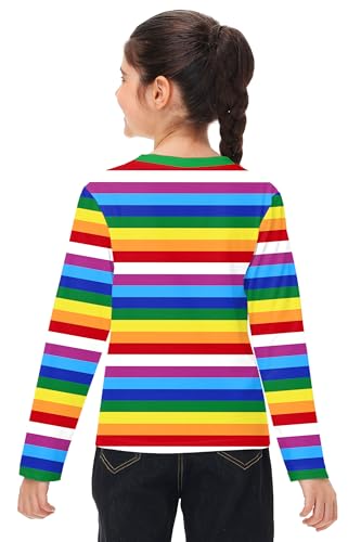 Image of Remimi Kids Striped Shirts Long Sleeve Boys Girls Crew Neck Holiday Tshirts 3-14 Years
