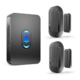 DAYTECHドアセンサー,コンセント式ドアベルセンサー 音量調整できるドアベルチャイム 玄関ドア開閉センサー 部屋 事務所 店舗自動ドア用 開閉検知 防犯対策 AC式受信機と電池式マグネットセンサー（黒） (1受信機と+2センサー)