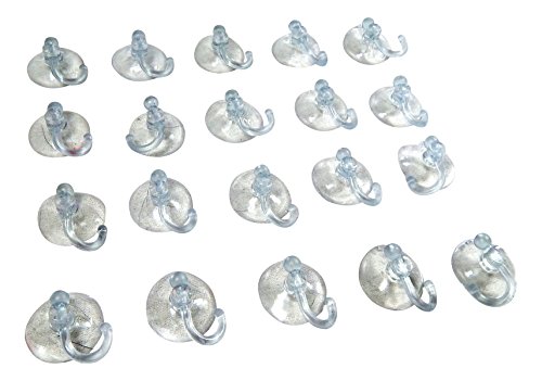 Tinas Collection 20 Ventosas con Gancho de Plástico - Transparente - Ganchos de Succión para Ventanas y Superficies Lisas
