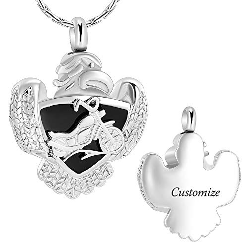 constantlife Cremation Jewelry for Ashes Motorcycle Eagle Deisgn Stainless Steel Pendant Memorial Urn Necklace Ashes Holder Keepsake (Customize)