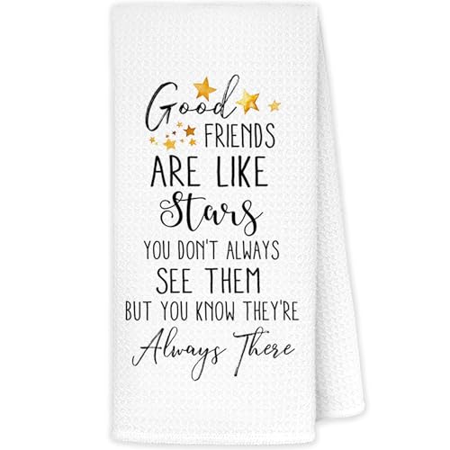 JINYO Good Friends are Like Stars Kitchen Towels Gifts for Best Friend Hand Towels for Bathroom Kitchen Decor Friendship Gifts for Women Friends Decorative Dish Tea Towels 16x24 Inch