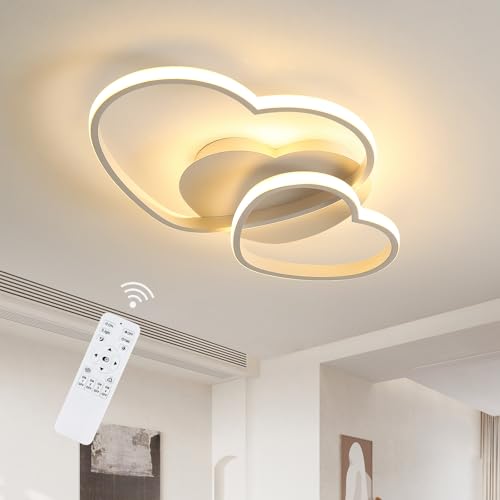 Riserva Lampa sufitowa LED, ściemniana, 64 W, trzy designy w kształcie serca, nowoczesna, z pilotem zdalnego sterowania/aplikacją, do salonu, sypialni, biała, 3000-6500 K, 50 cm