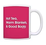 Reader Gifts Hot Tea Warm Blankets and Good Books Reading Book Lovers Gift Coffee Mug Tea Cup Pink