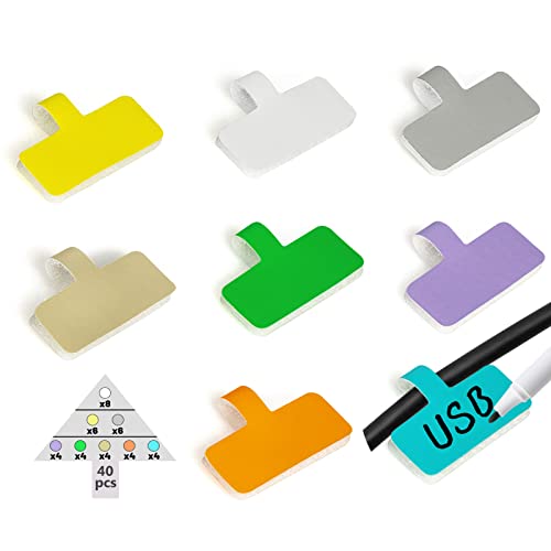 HASA zone Inscriptible Etiquette Cable avec Pas de Floraison,40 x Réutilisables Nylon Marquage Cable, Etiqueteuse Cable pour Identification des Cables, Repere Cable pour Gestion des Câbles, 8 Couleurs Cover