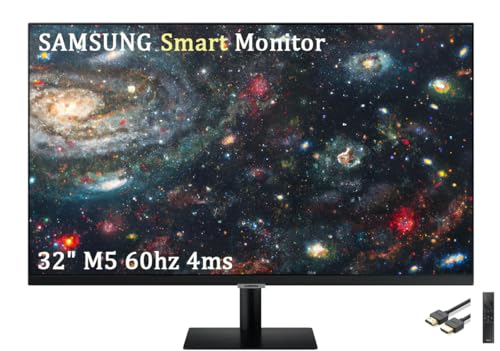 Image of Samsung 32 inch M5 Series FHD Smart Monitor with Streaming TV, 60Hz, 4ms, Multiple Ports, HDMI, Black, with GSF HDMI Cable