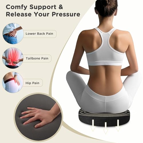 Image of AddGrace Round Bar Stool Cushions 2 Pack Bar Stool Seat Cushion Non Slip Round Chair Pads with Removable and Washable Cover 12x12 Inch Black