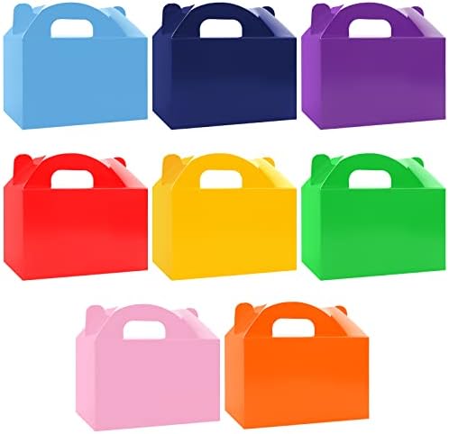 Moretoes 48 Pack Rainbow Treat Boxes Goodie Gable Boxes Party Favor Candy Boxes Assorted Bright Colors Cardboard Paper Box for Birthday 6 x 3.5 x 3.5 Inches