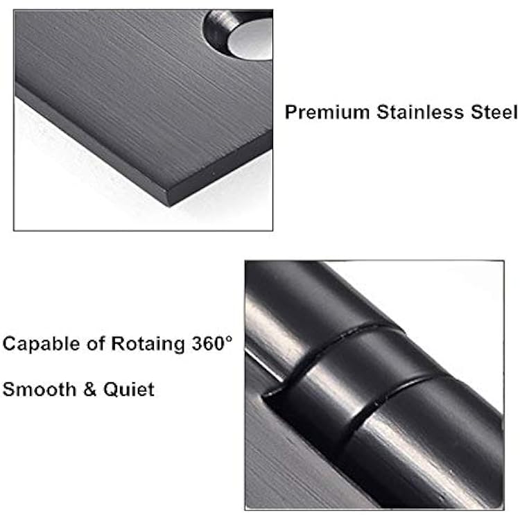 VOLUKA 6 Pack Non-Mortise Door Hinges - Easy to Install, 4 3 Stainless Steel Door Hinges - Smooth Movement and Heavy Duty, Black