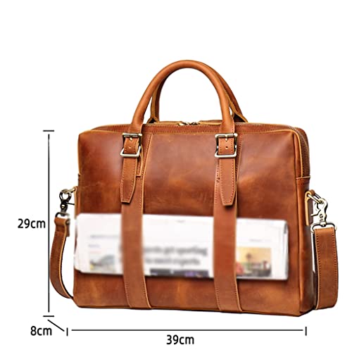 Bags Briefcase Men Shoulder Man Handbag Genuine Leather Brown Casual 15.6 Inch Laptop Bag2